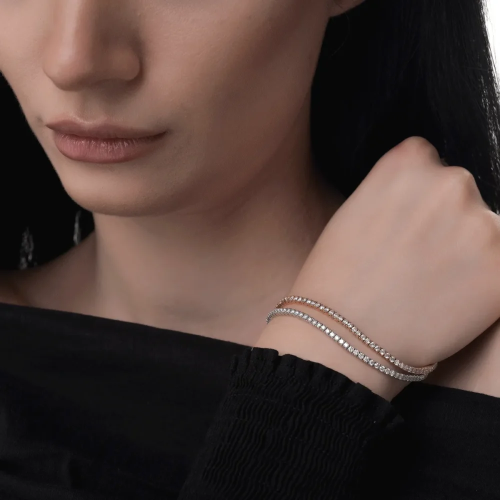 Bratara tennis din aur alb-roz cu diamante de 4.72ct - imagine 2