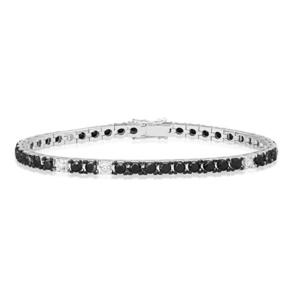 Bratara tennis din aur alb cu diamante negre de 7.7ct si diamante transparente de 0.95ct