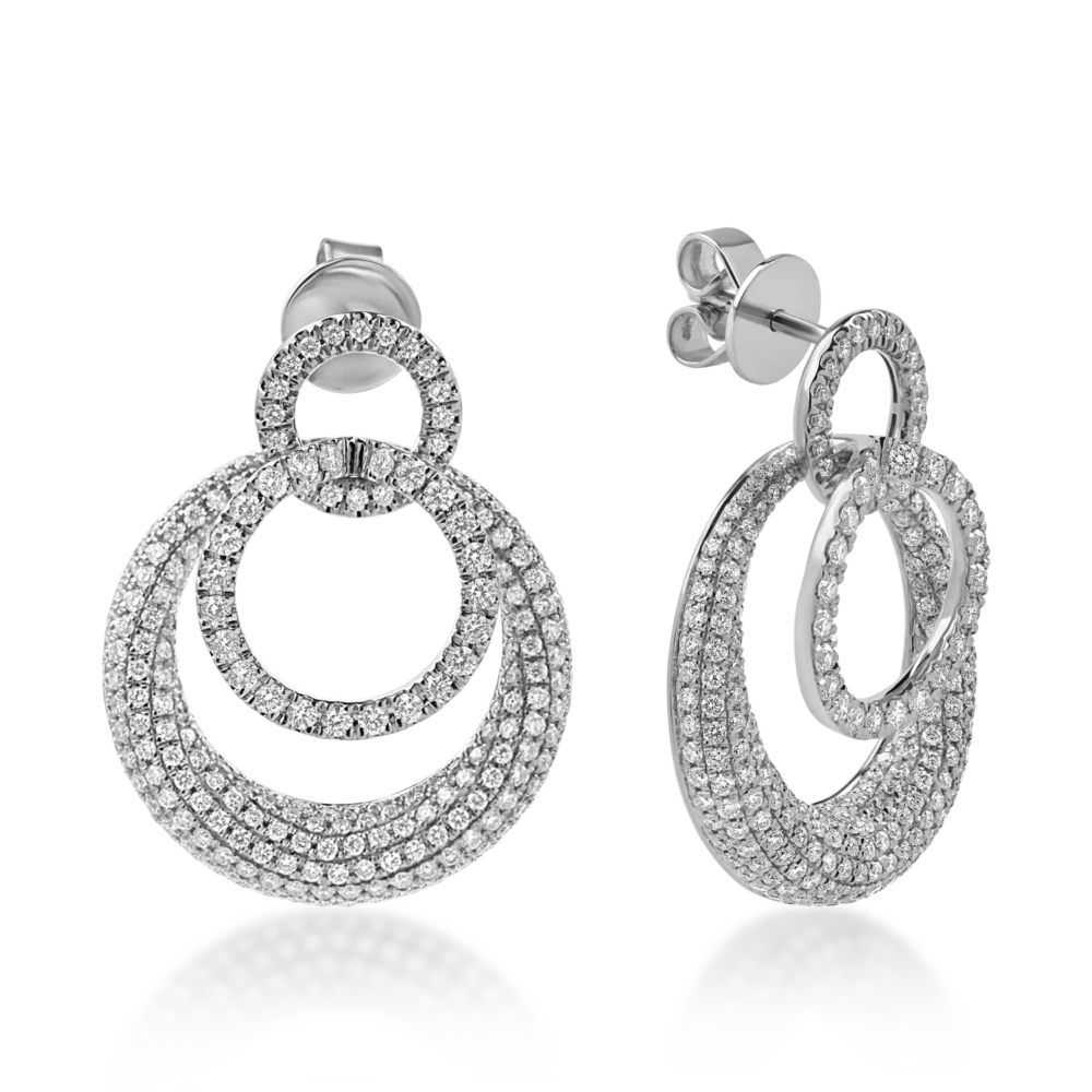 Cercei cercuri din aur alb cu diamante de 2.8ct
