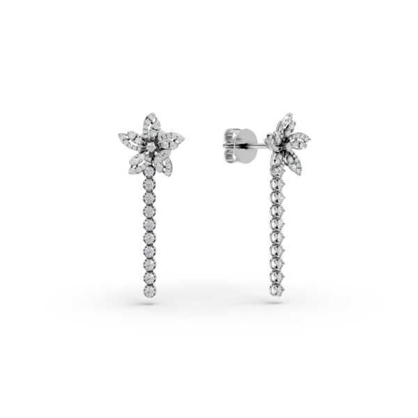 Cercei cu floare din aur alb cu diamante de 0.89ct