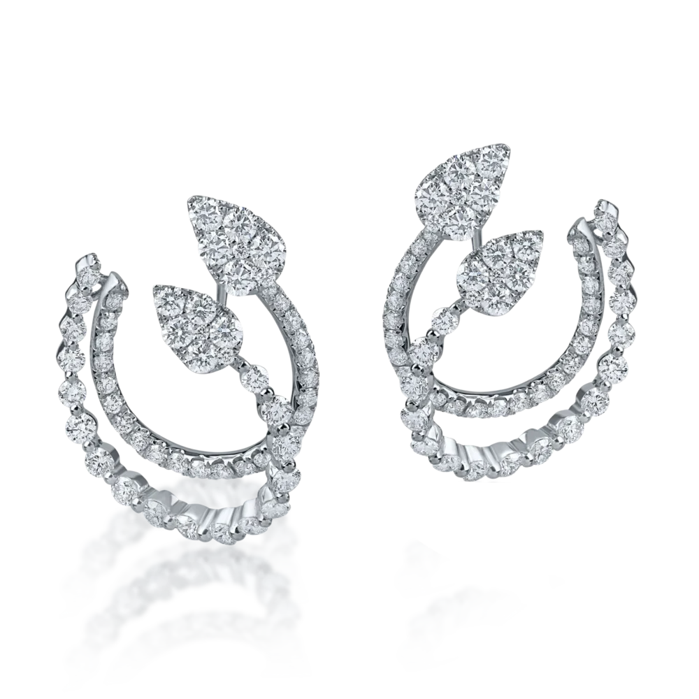 Cercei din aur alb cu diamante microsetting de 2.4ct - imagine 2