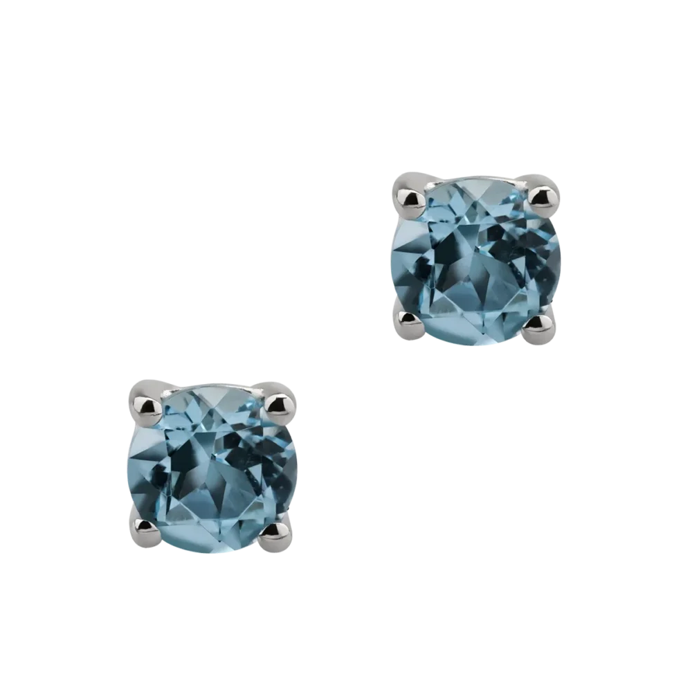 Cercei din aur alb cu topaze albastre de 2ct - imagine 2