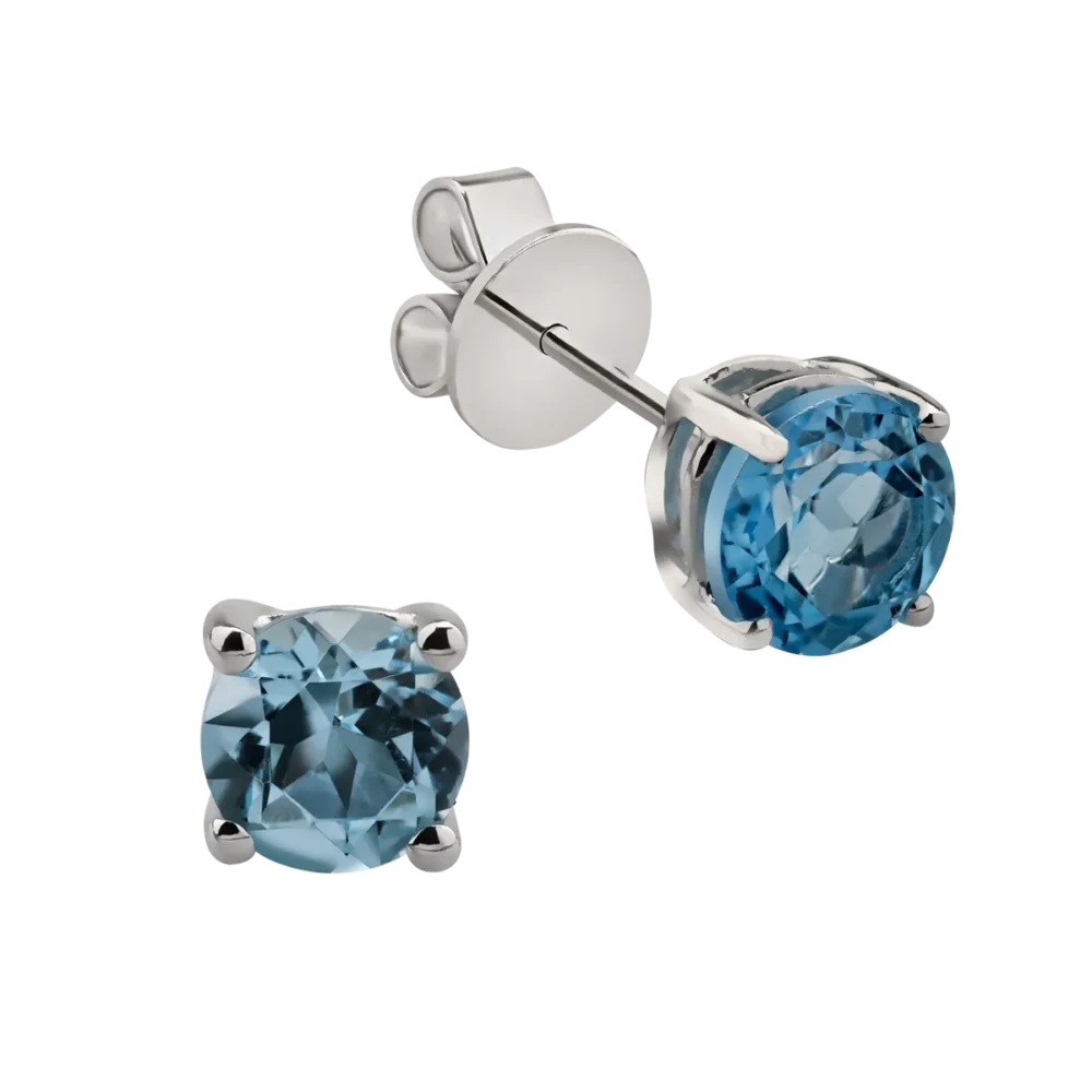 Cercei din aur alb cu topaze albastre de 2ct