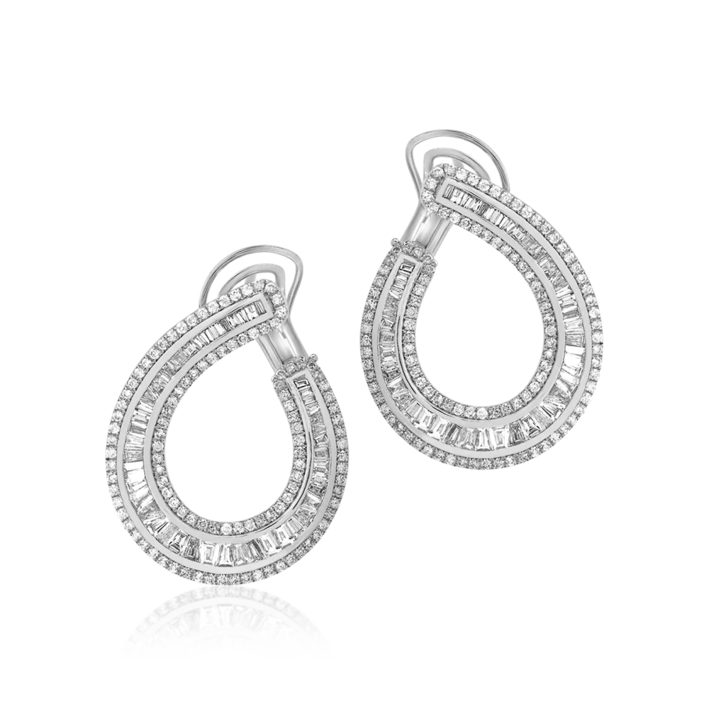 Cercei din aur alb cu diamante baguette de 4.94ct - imagine 2