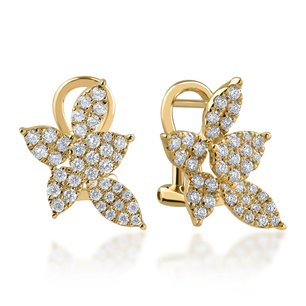 Cercei din aur galben cu diamante de 0.7ct