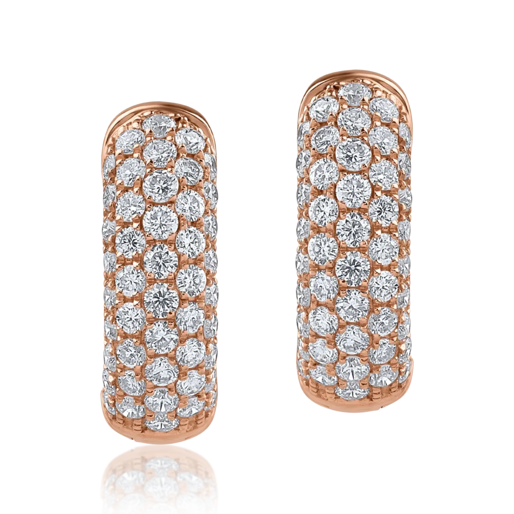 Cercei din aur roz cu diamante de 0.75ct - imagine 2