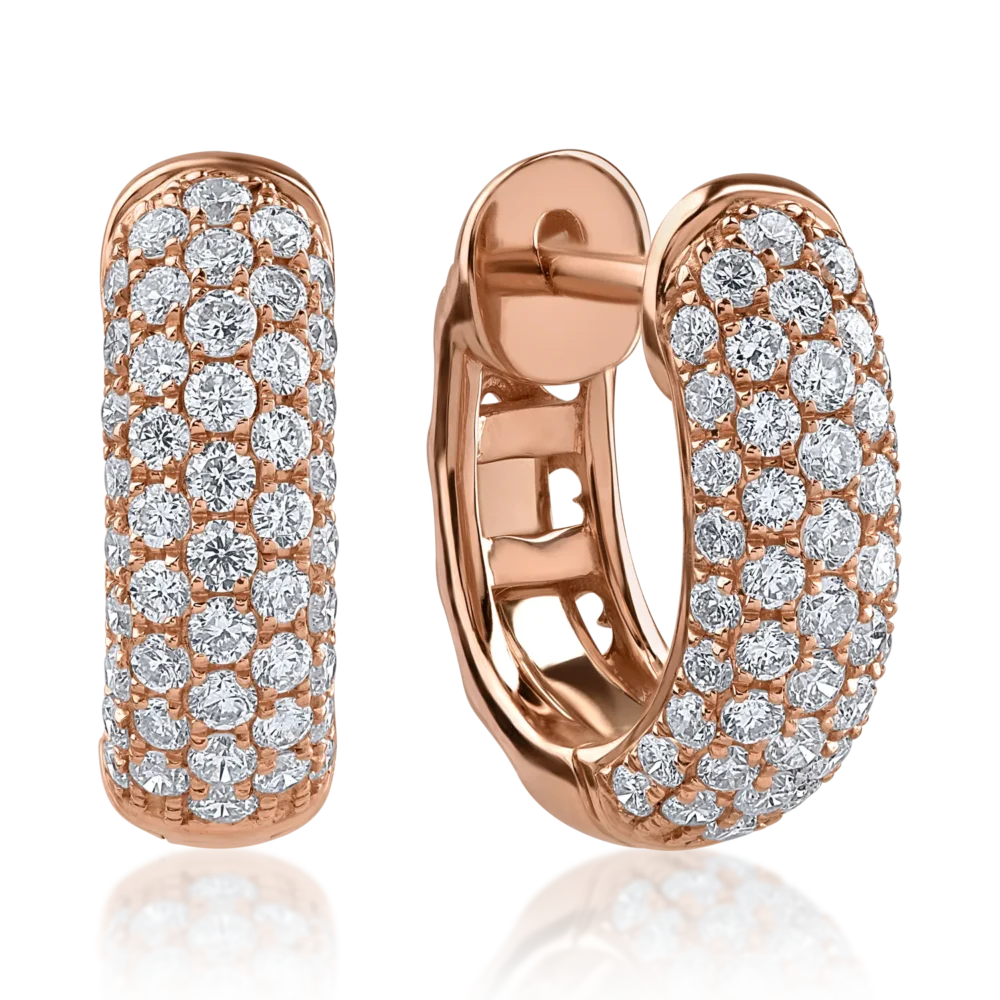 Cercei din aur roz cu diamante de 0.75ct