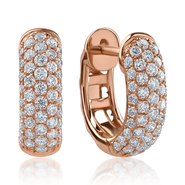 Cercei din aur roz cu diamante de 0.75ct