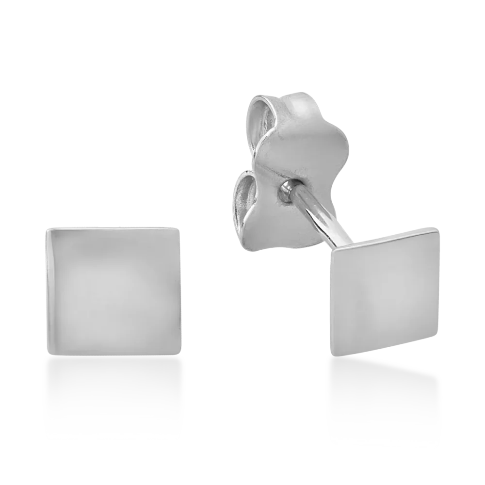 Cercei geometrici din aur alb