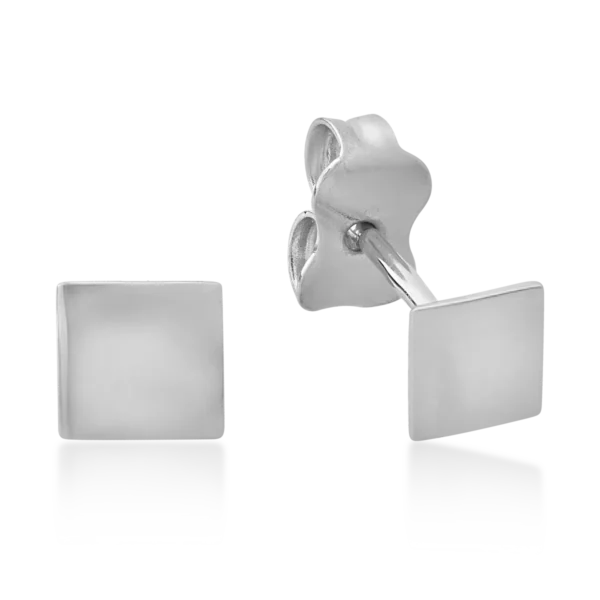 Cercei geometrici din aur alb