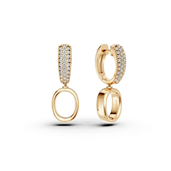 Cercei geometrici din aur galben cu zirconii