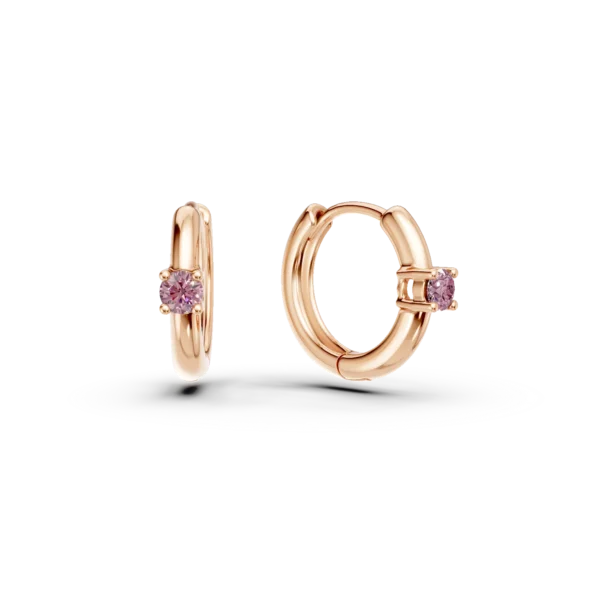 Cercei hoop din aur roz cu safire roz de 0.1ct pentru copii