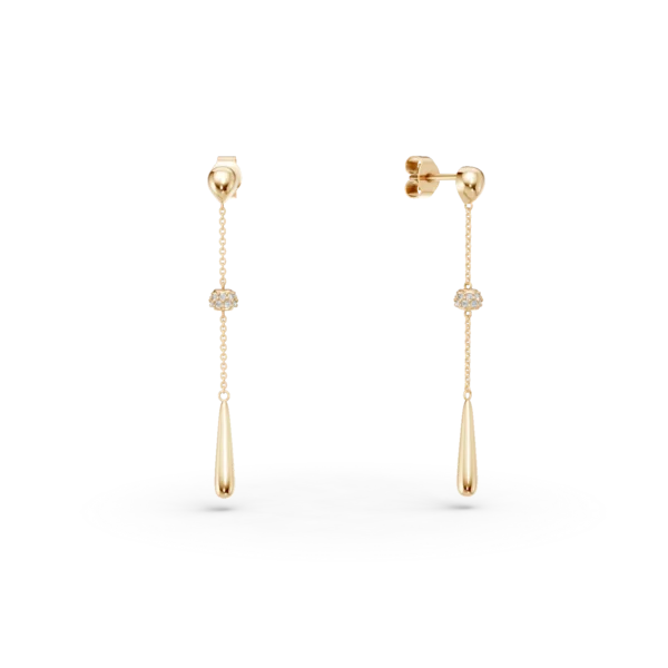 Cercei lungi din aur galben cu zirconii