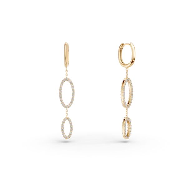 Cercei lungi din aur galben cu zirconii