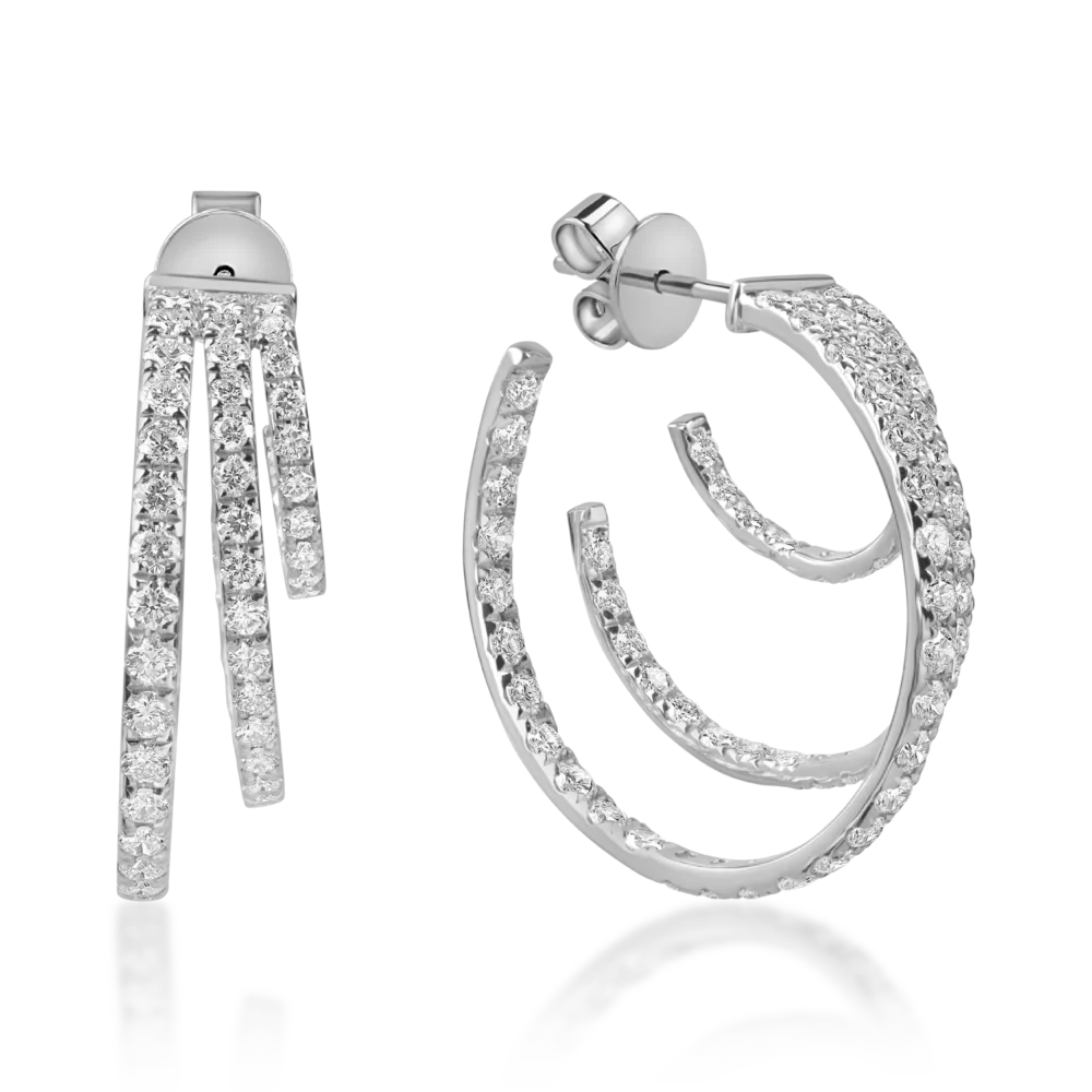 Cercei on ear din aur alb cu diamante de 2.5ct