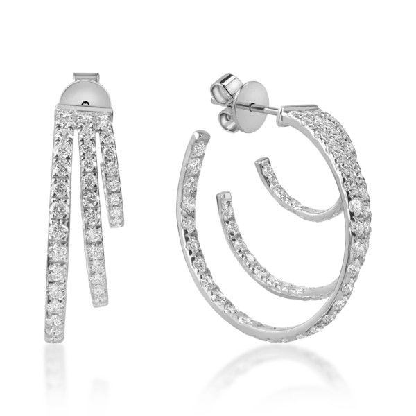 Cercei on ear din aur alb cu diamante de 2.5ct