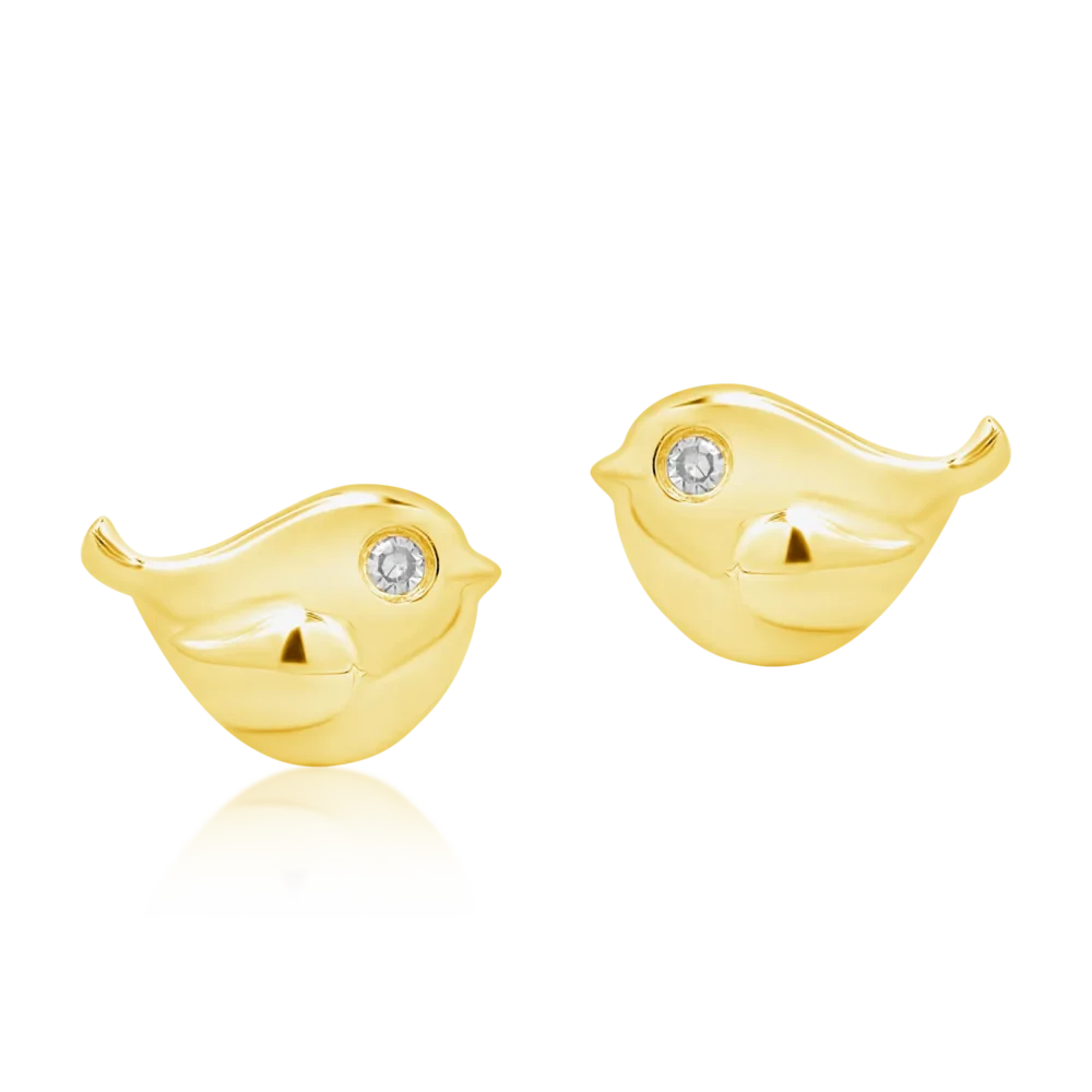 Cercei pentru copii din aur galben cu diamante de 0.012ct - imagine 2