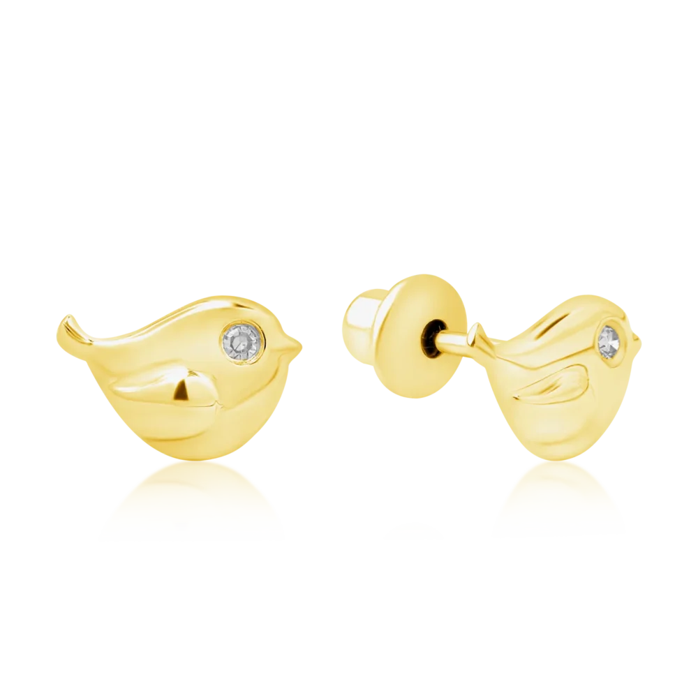 Cercei pentru copii din aur galben cu diamante de 0.012ct