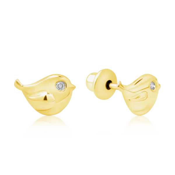 Cercei pentru copii din aur galben cu diamante de 0.012ct