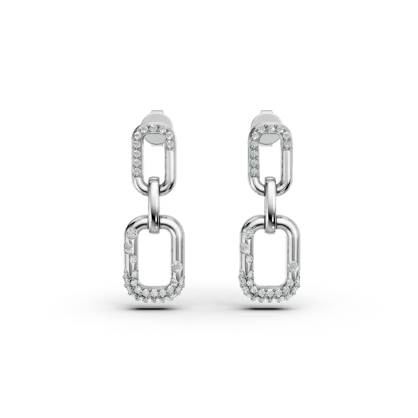Cercei geometrici din aur alb cu diamante de 0.2ct