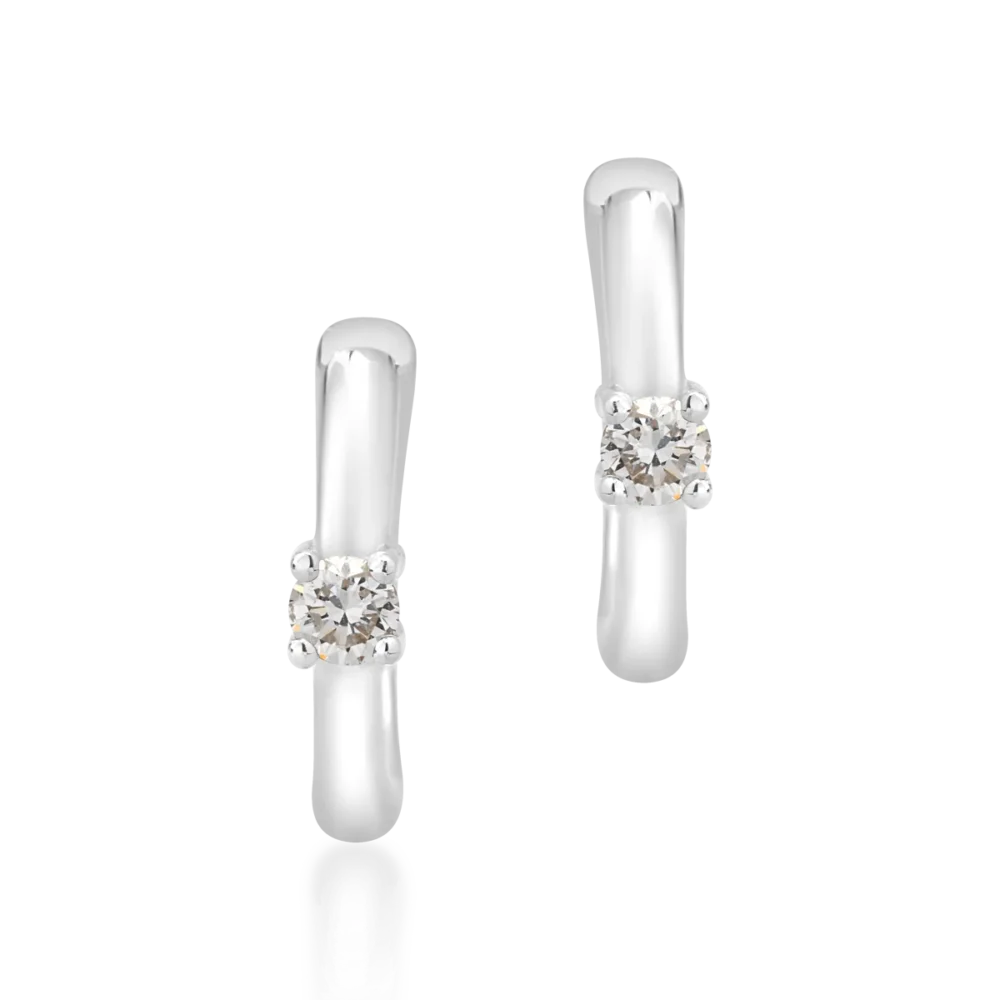 Cercei pentru copii din aur alb cu diamante de 0.10ct - imagine 2