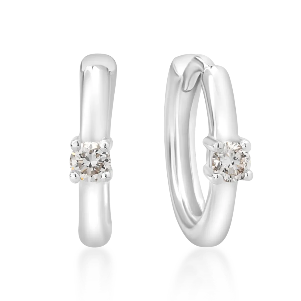 Cercei pentru copii din aur alb cu diamante de 0.10ct