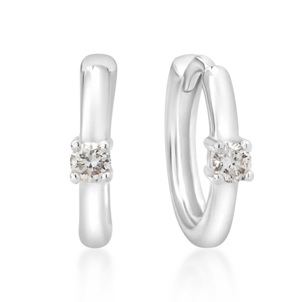 Cercei pentru copii din aur alb cu diamante de 0.10ct