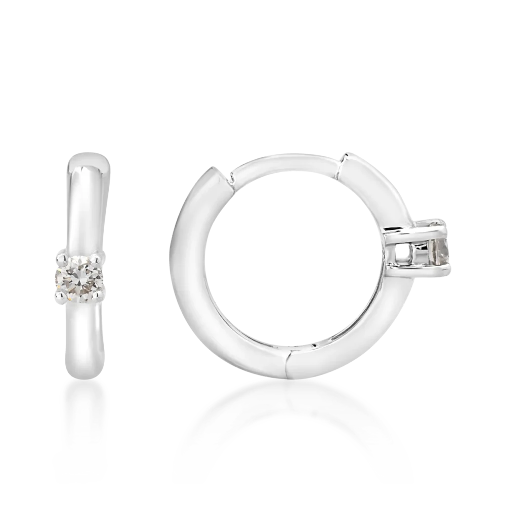 Cercei pentru copii din aur alb cu diamante de 0.10ct - imagine 3