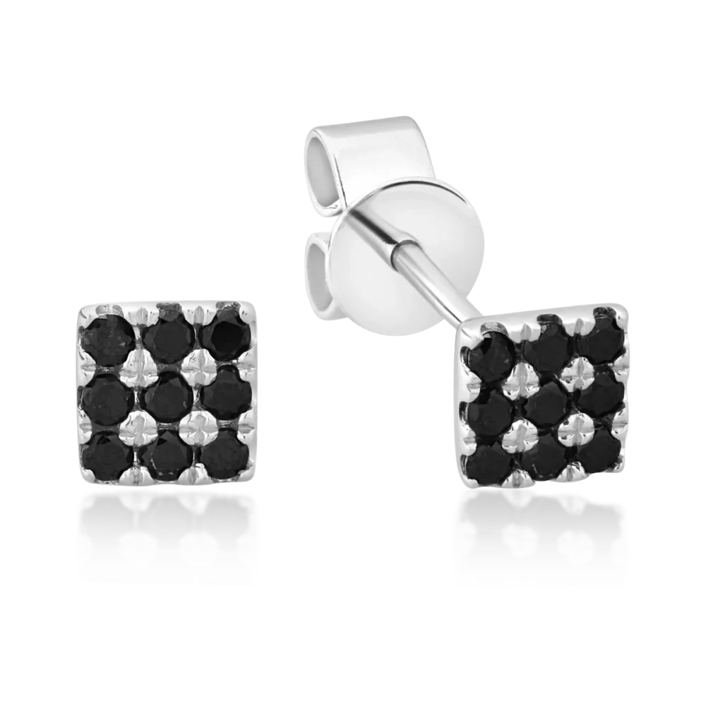 Cercei din aur alb cu diamante negre de 0.15ct