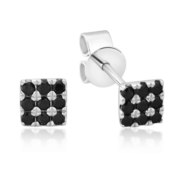 Cercei din aur alb cu diamante negre de 0.15ct
