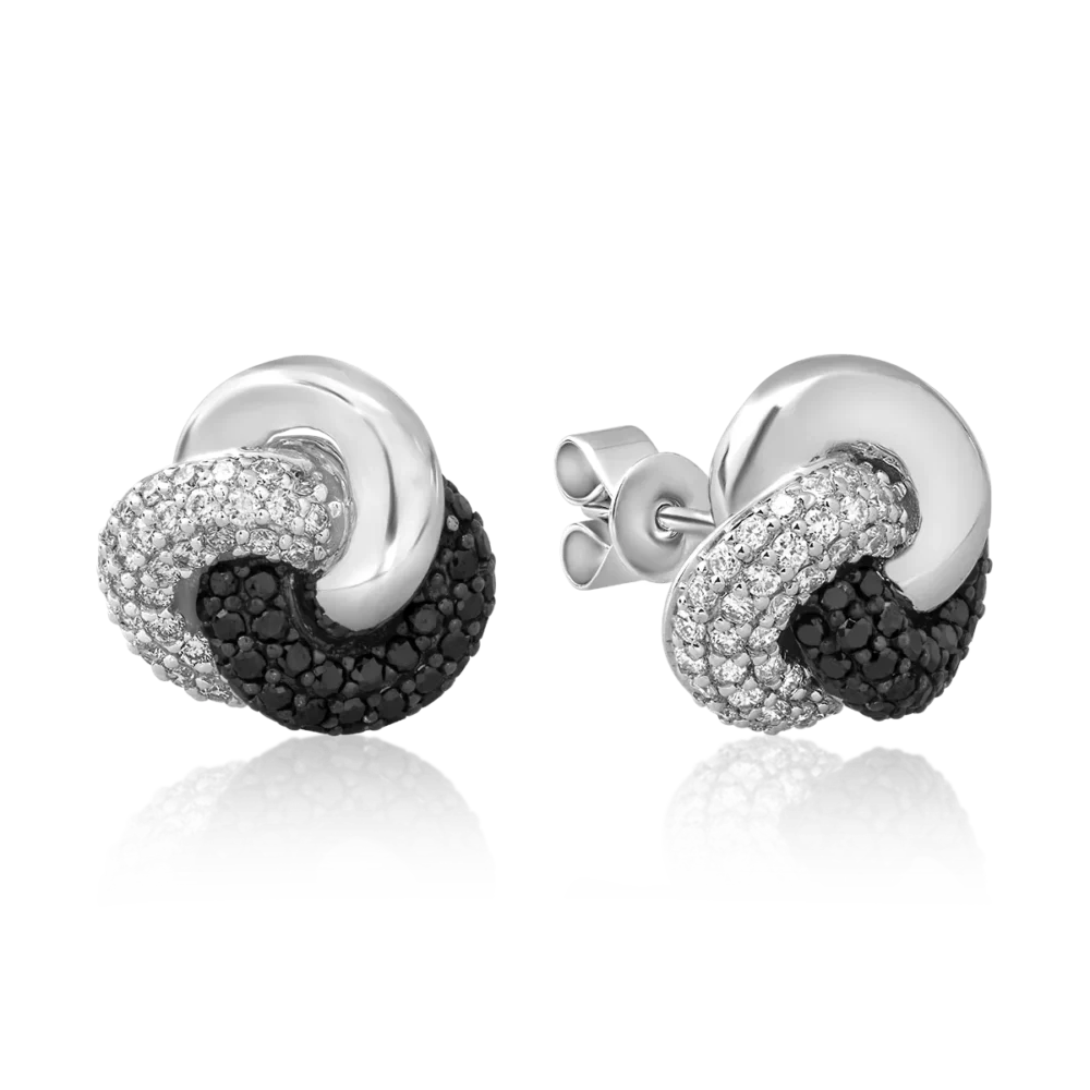 Cercei din aur alb cu diamante negre de 0.41ct si diamante de 0.37ct - imagine 2