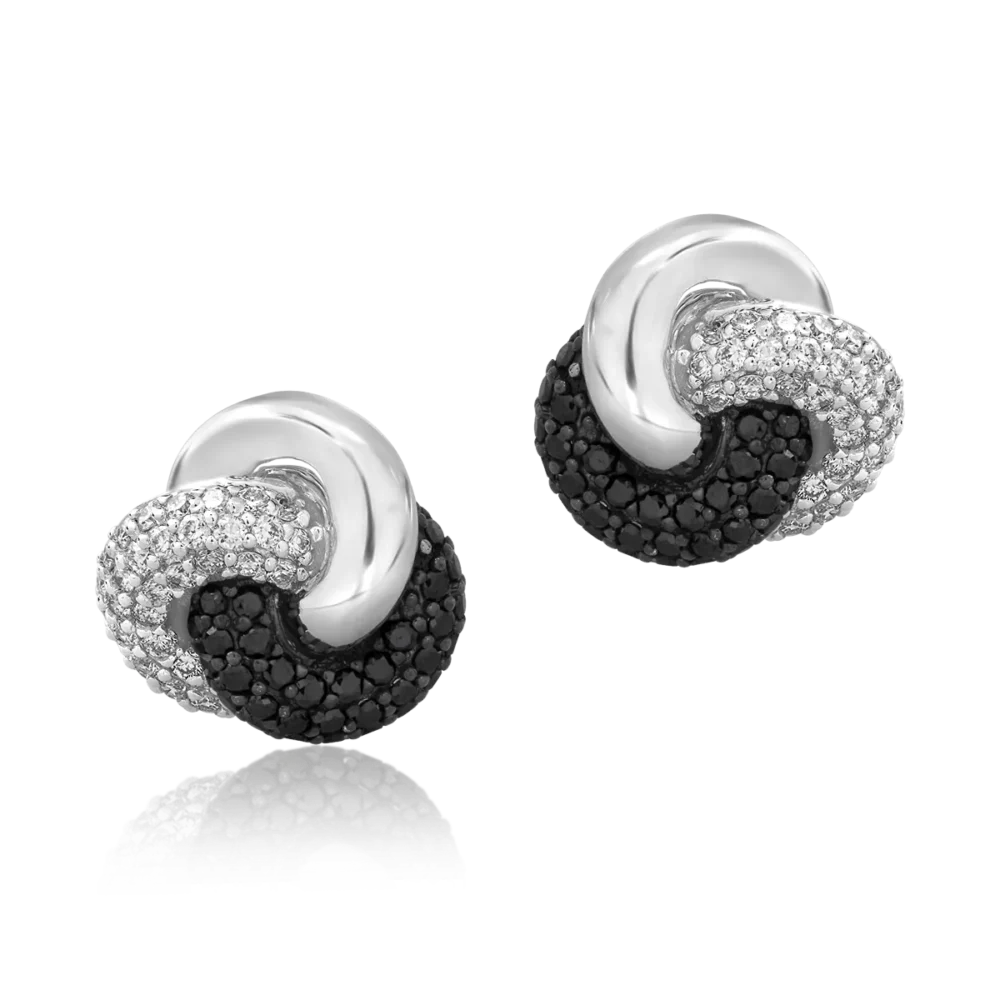 Cercei din aur alb cu diamante negre de 0.41ct si diamante de 0.37ct