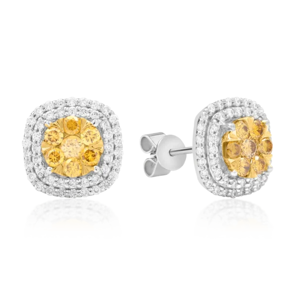 Cercei din aur alb cu fancy diamond de 0.568ct si diamante de 0.426ct