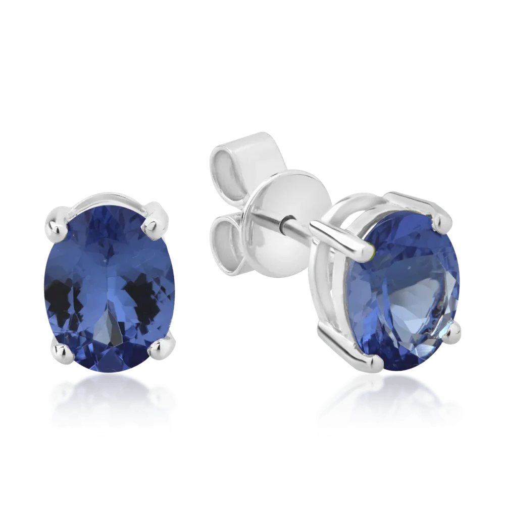 Cercei din aur alb cu tanzanite ovale de 2.43ct