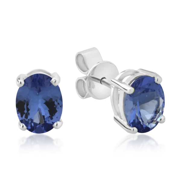 Cercei din aur alb cu tanzanite ovale de 2.43ct