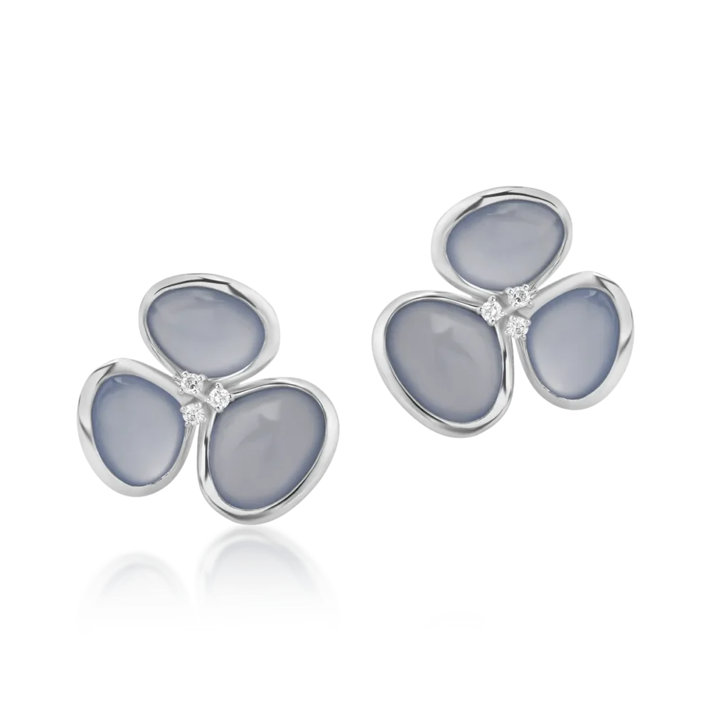 Cercei din aur alb cu calcedonii albastre de 10.2ct si diamante de 0.08ct - imagine 2