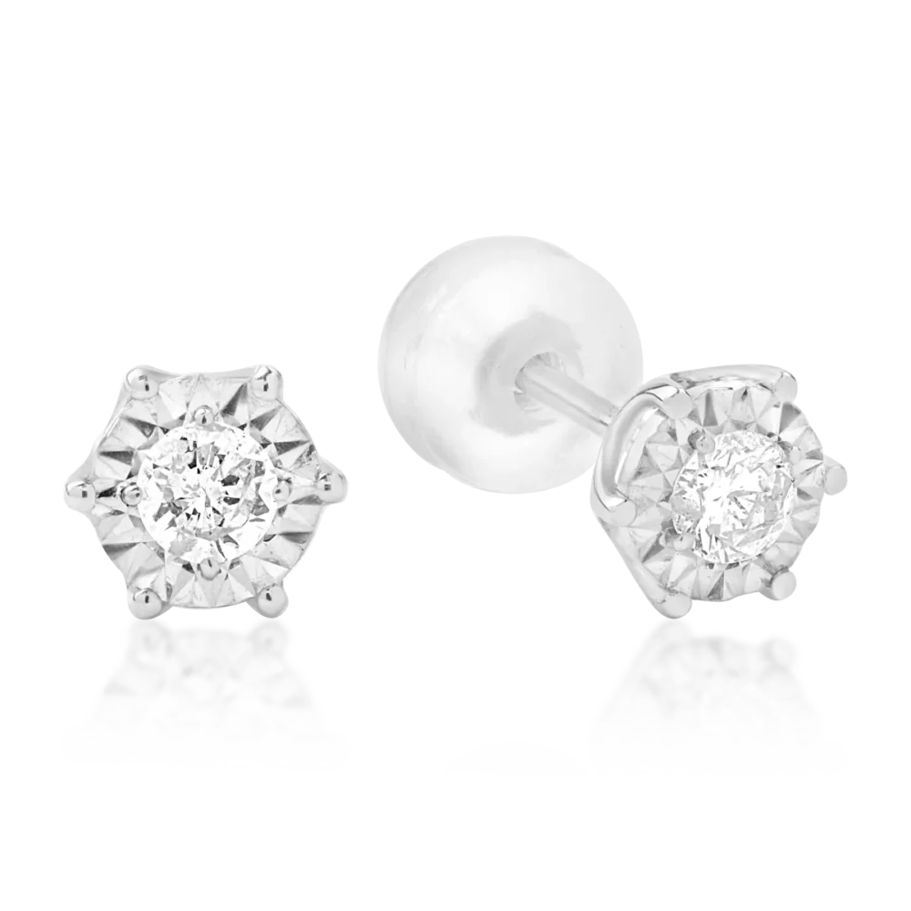 Cercei din aur alb cu diamante de 0.18ct