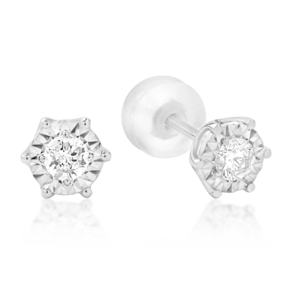 Cercei din aur alb cu diamante de 0.18ct