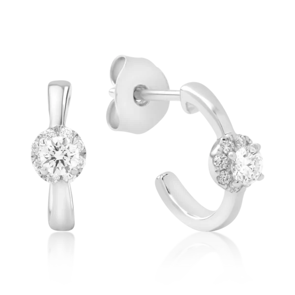 Cercei din aur alb cu diamante de 0.22ct