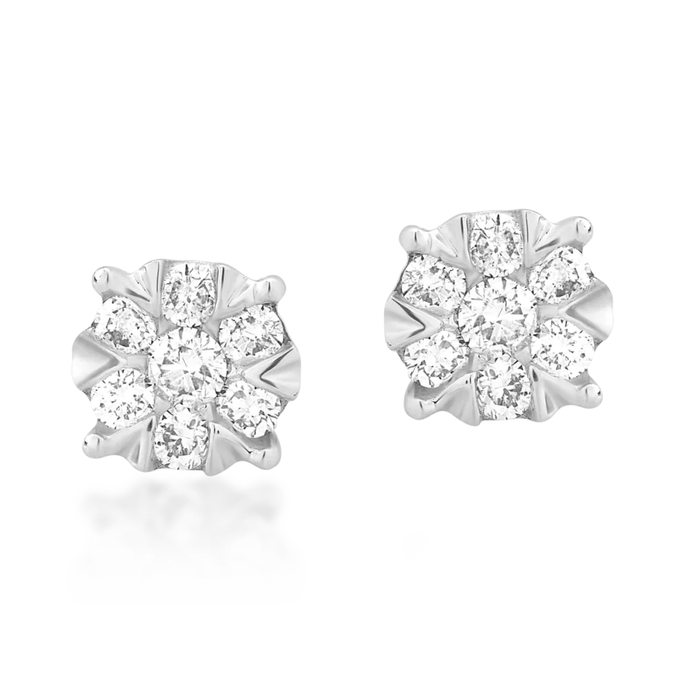 Cercei din aur alb cu diamante de 0.34ct