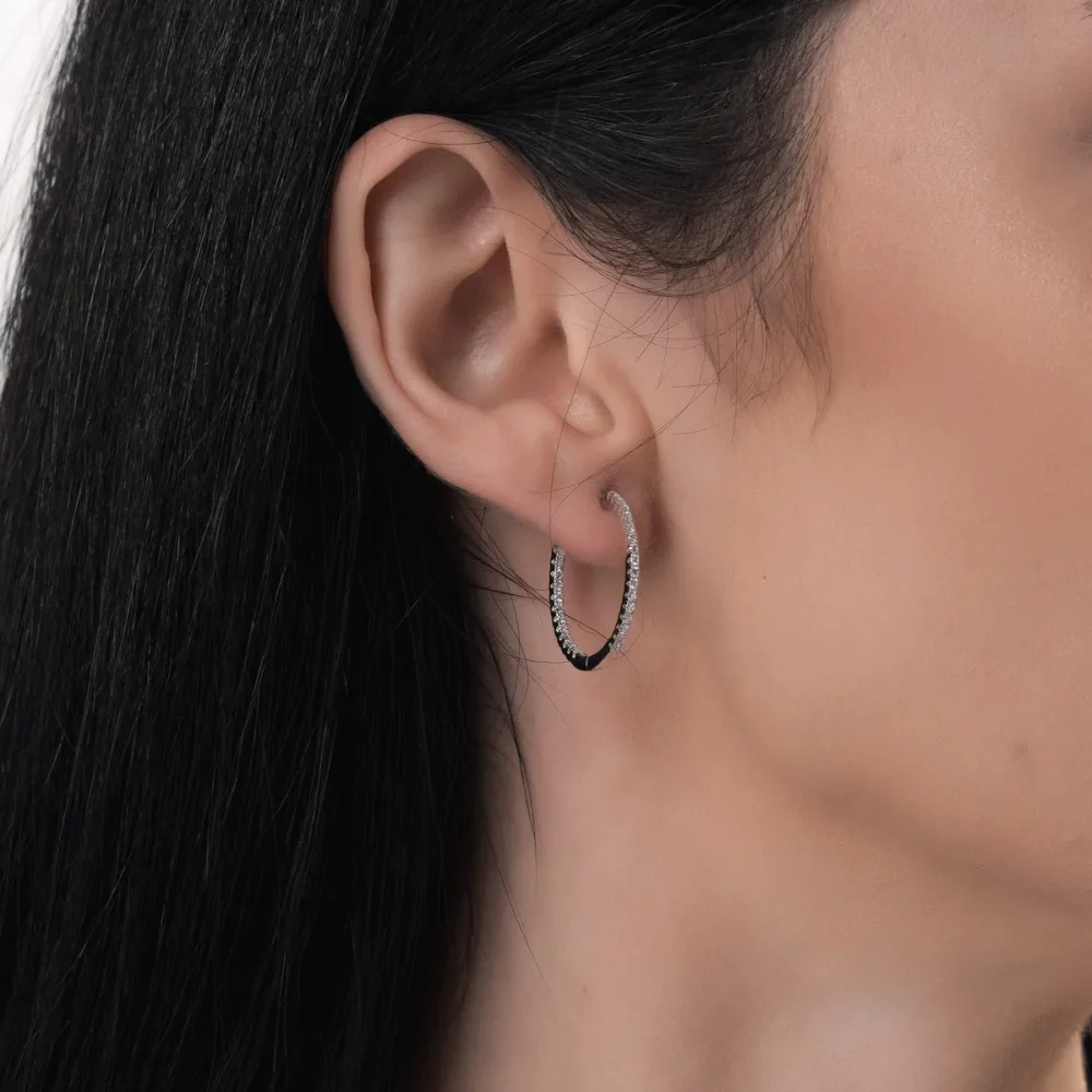 Cercei din aur alb cu diamante de 0.5ct - imagine 4