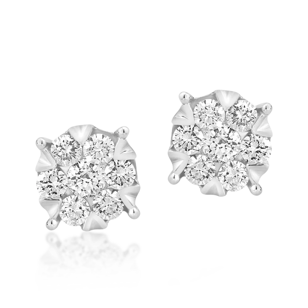Cercei din aur alb cu diamante de 1ct - imagine 2