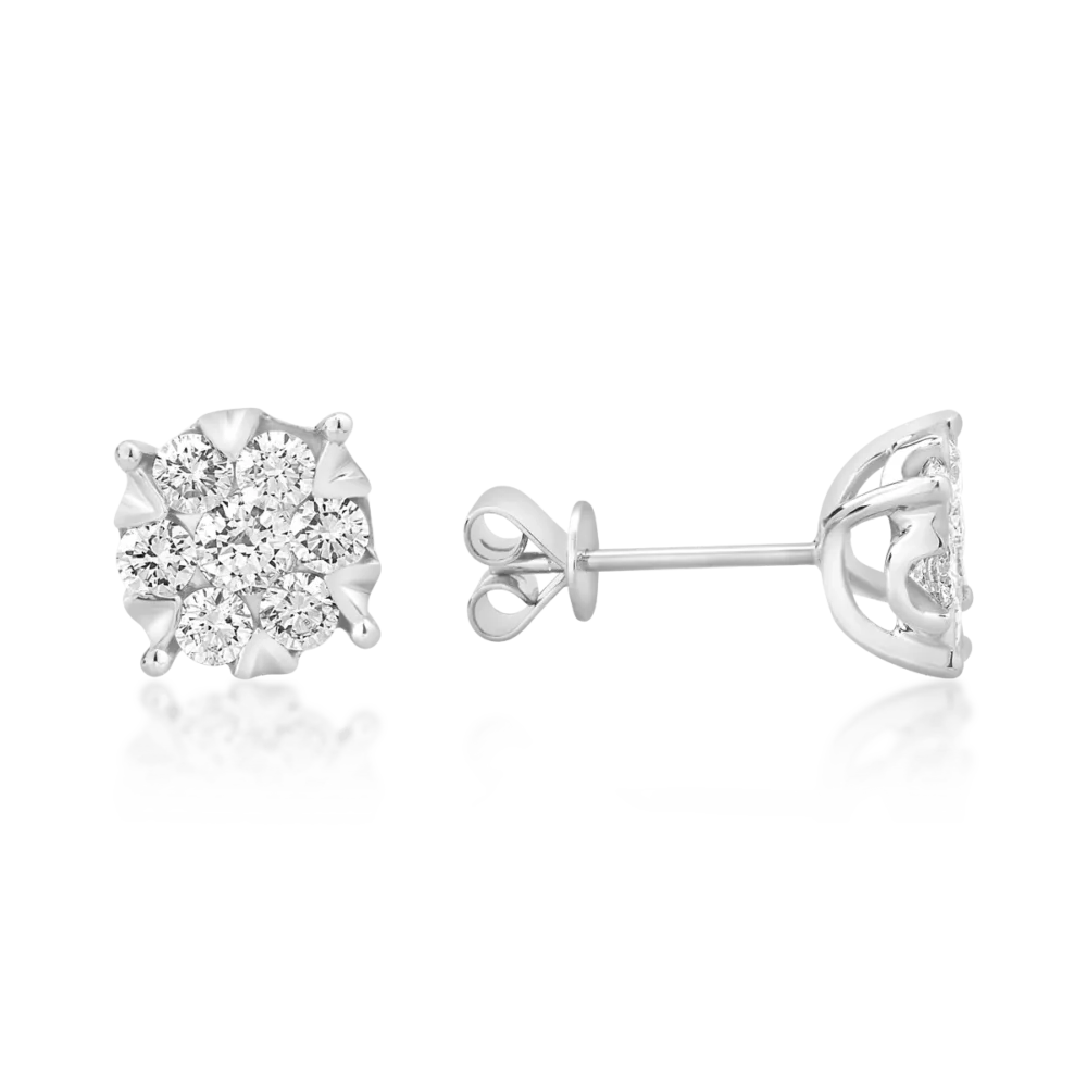 Cercei din aur alb cu diamante de 1ct - imagine 3