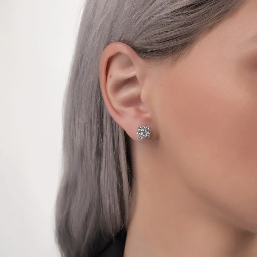 Cercei din aur alb cu diamante de 1ct - imagine 4