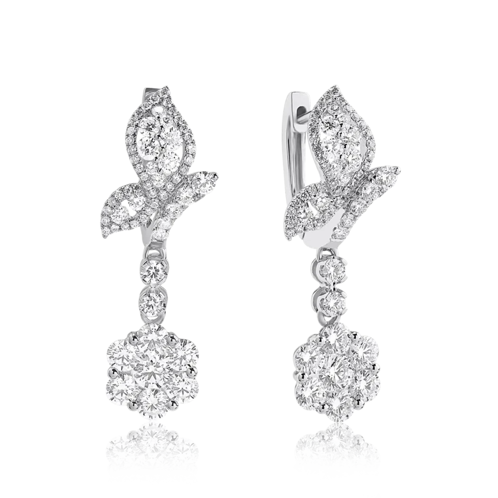 Cercei din aur alb cu diamante de 2.03ct