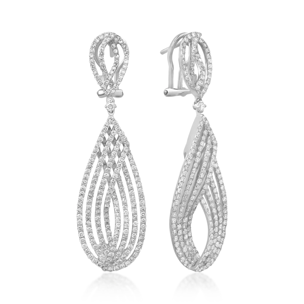 Cercei din aur alb cu diamante de 3.98ct