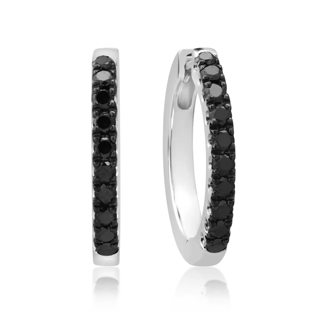 Cercei din aur alb cu diamante negre de 0.5ct