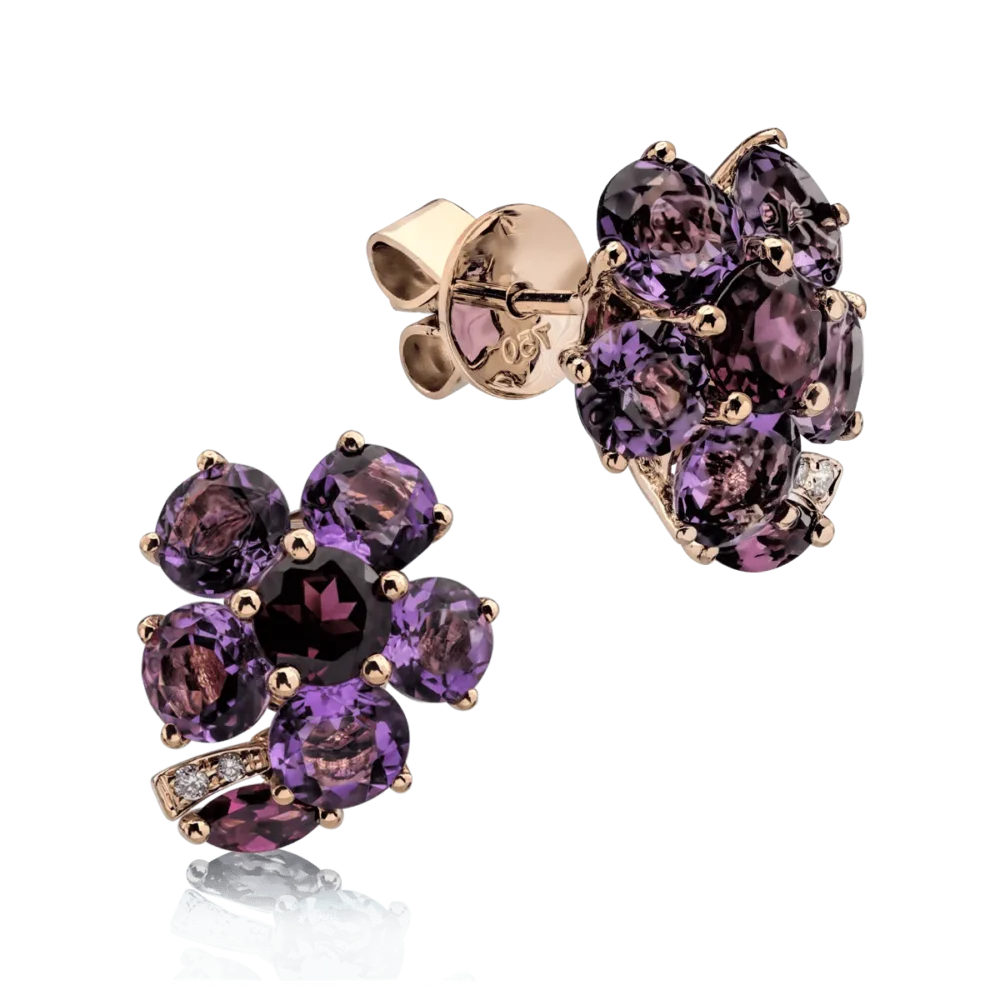 Cercei din aur alb cu pietre pretioase si semipretioase de 6.34ct