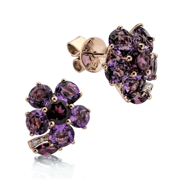 Cercei din aur alb cu pietre pretioase si semipretioase de 6.34ct