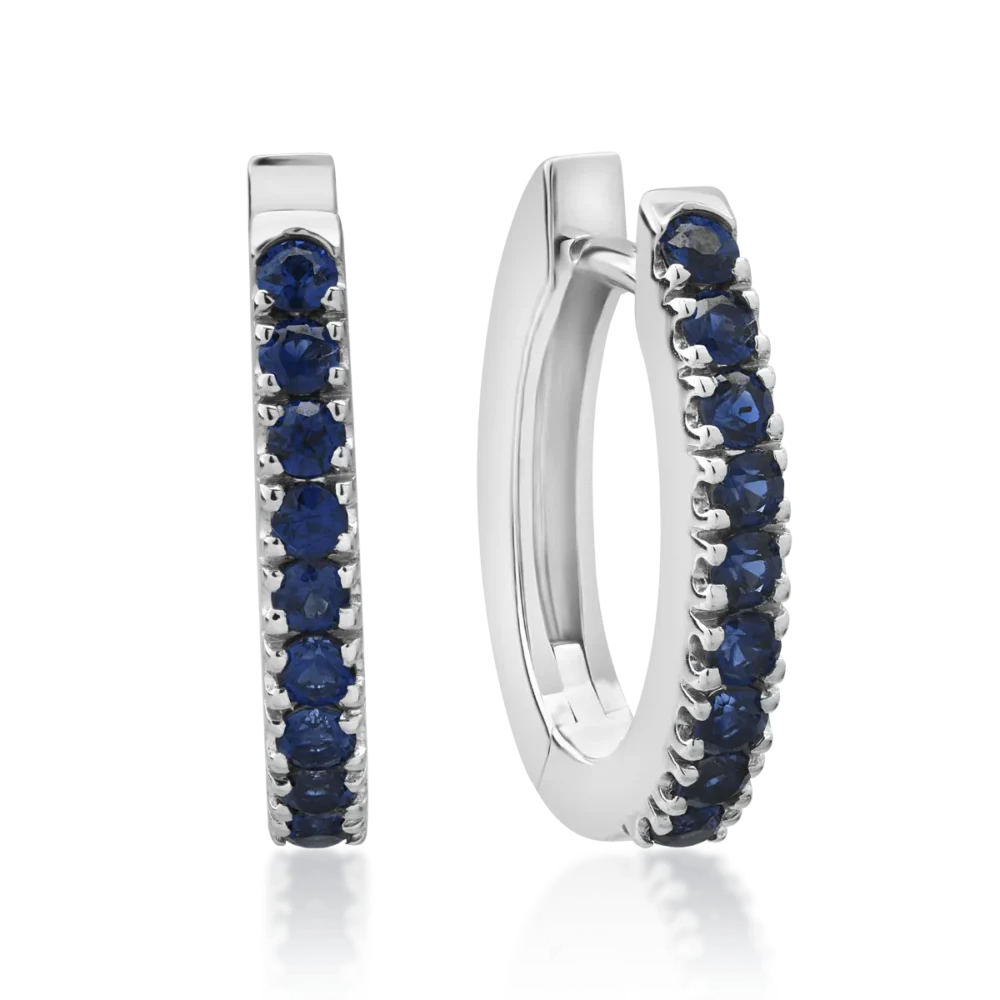 Cercei din aur alb cu safire de 0.4ct